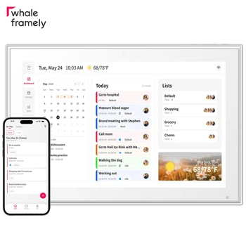 Цифровий календар планер SSA Whale Framely 10" з сенсорним дісплеєм і WI-FI, біла