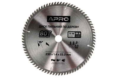 Диск пильный по дереву Apro 230 x 22.220мм x 80T