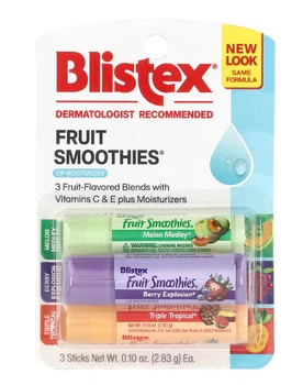 Увлажняющий бальзам для губ со вкусами фруктовых смузи 3 стика Blistex Fruit Smoothies