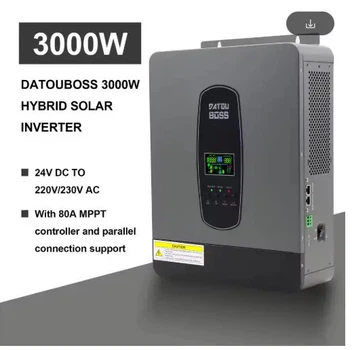 Гібридний сонячний інвертор DATOU BOSS DT2430, 24V, 3000W MPPT 100A, 500V DC PV Чиста синусоїда +WI-FI