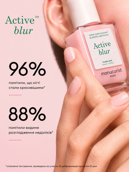 Лак для нігтів ламких і пошкоджених Manucurist Active Blur рожевий матовий зміцнення лікувальне кольорове натуральне покриття у кольоровий манікюр