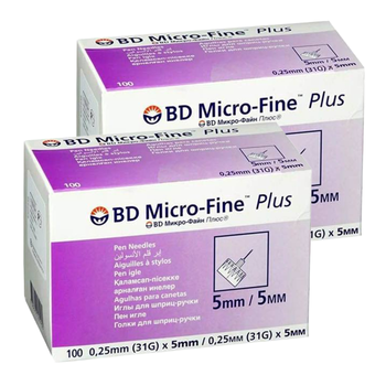 Иглы для инсулиновых шприц ручек MicroFine Becton Dickinson МикроФайн 5 мм (31G x 0,25 мм) - 2 уп.