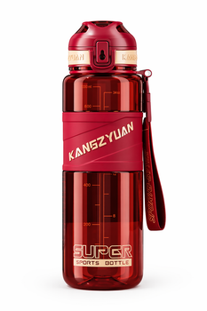 Спортивна пляшка KANGZYUAN 1000 мл (1 л) — Червона Tritan BPA-free, ударостійка еко-пляшка з зітічкем та ремінцем