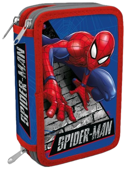 Piórnik dwukomorowy Kids Euroswan Spiderman z wyposażeniem SP50052 (8435507884297)