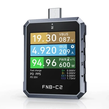 USB тестер Fnirsi FNB-C2, Type-C PD3.1, тестер кабелів E-marker чіп