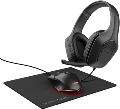 Zestaw Trust GXT 790 3-in-1 mysz + podkładka pod mysz + słuchawki Black (8713439251173)