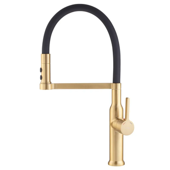 Смеситель для кухни MIXXUS PREMIUM PULL 017 BRUSHED GOLD REFL.BLACK (Кол.мат.зол.+сил.чор.) (MI8280)