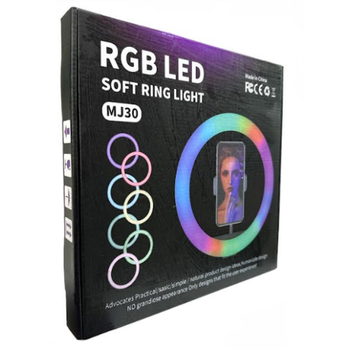 Кільцева LED лампа 30 см RGB з тримачем для телефону USB