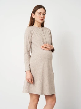 Ночная рубашка для беременных и кормящих KOKO Boutique бежевая с длинным рукавом, S/M