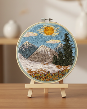 Набор для вышивки гладью Brushme "Тишина высоких гор" 20x20 EMBR005
