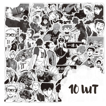 Набор виниловых наклеек Haikyuu!! (Волейбол!!) 10 шт. — Аниме наклейки на ноутбук, телефон и авто