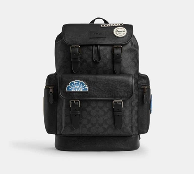 Рюкзак кожаный Coach Sprint Backpack In Signature Canvas With Patches CY818