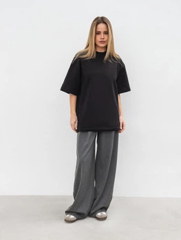 Футболка из плотного 100% хлопка «Бейсик» ROMASHKA Черный, One size Tall, 18919