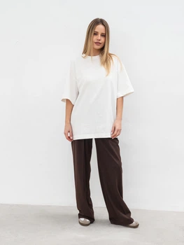 Футболка из плотного 100% хлопка «Бейсик» ROMASHKA Молочный, One size Tall, 18917