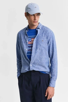 Чоловіча блакитна лляна сорочка REG COTTON LINEN SHIRT Gant S 3250082