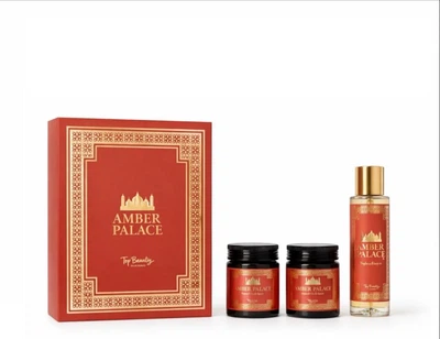 Набор для ухода за кожей тела Top Beauty Amber Palace: Скраб Top Beauty Amber Palace Perfumed Body Scrub 250 мл + Крем-масло Top Beauty Amber Palace Perfumed Cream Butter 250 мл + Спрей Top Beauty Perfumed Body Mist Amber Palace 250 мл