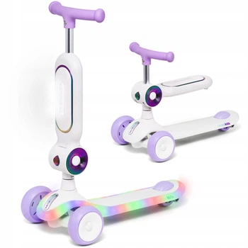 Детский самокат трансформер 2в1 Lumiloo LED White/Neo Chrome (smj931)