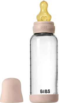 Скляна дитяча пляшечка BIBS Baby Glass Bottle повний комплект Blush - 240 ml