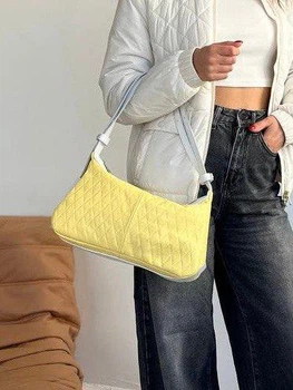 Сумка багет натуральная кожа средняя жолто-белая ARTiS Bags 1820 4827-5113