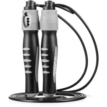 Скакалка з лічильником PowerPlay Jump Rope With Counter 4215 чорно-сіра 2,75 м (PP_4215_Black/Grey)