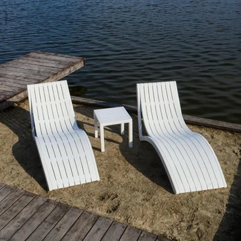 Комплект 2 шезлонга Siesta Slim + Стол Siesta Ocean Side Table - White