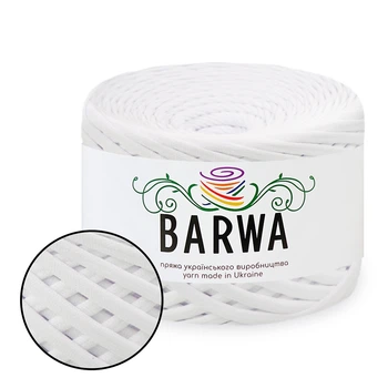Пряжа Barwa 7-9mm, Белый 50м, трикотажная нить для сумок 100% хлопок