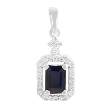 Серебряная подвеска с сапфиром 5.58ct, фианитами (2202646)