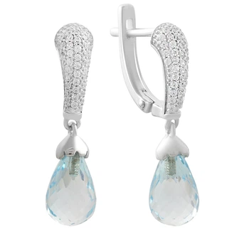 Серебряные серьги с натуральным топазом 9.364ct, фианитами (2206972)