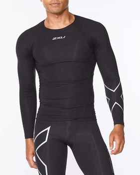 Чоловічий компресійний лонгслів 2XU CORE COMPRESSION Mens Black/Silver, розмір М ( арт. МА6398а)