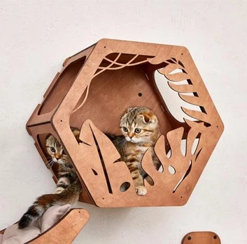 Настенная полка для кота. Цвет Орех
