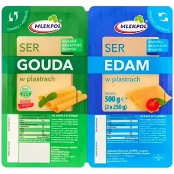 Сыр нарезка Mlekpol Gouda + Edam 2*250 г