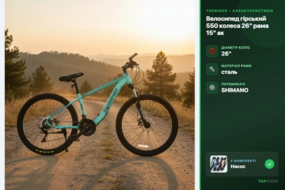 Велосипед горный Toprider 550 колеса 26" рама 15" аква