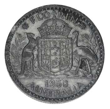 Монета Австралия 1 флорин 1958 Серебро F-VF