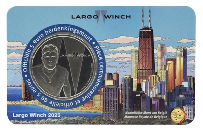 Монета Бельгия 5 евро 2025 UNC Комикс Largo Winch в сувенирной упаковке