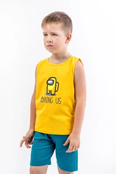 Футболка-безрукавка детская для мальчика Among Us F-9191 фуликра 98см желтая (29234198)