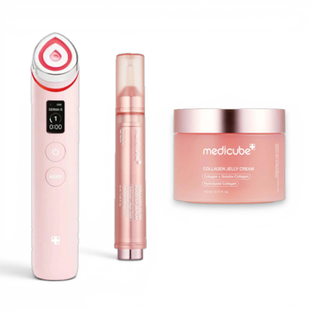 Премиальный набор для сияния и упругости кожи Medicube AGE-R Booster Pro Pink Edition + Booster Serum + Collagen Jelly Cream 1 шт + 110 мл + 15 мл