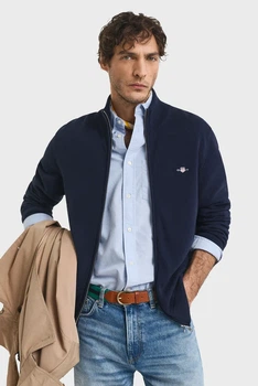 Чоловічий темно-синій кардиган CASUAL COTTON ZIP Gant S 8030164