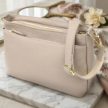 Женская сумка из натуральной кожи с жестким основанием Vintage bg229fash85 Серый