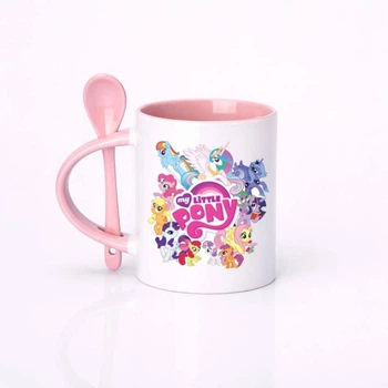 Чашка керамічна з ложкою глянцева My Little Pony Май літл поні 330 мл (ЛП031392)