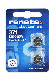Батарейка Renata 371 (SR920SW), набор 2 шт, серебряно-оксидная, 1.55V, для часов, Швейцария