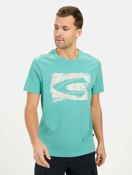 Футболка хлопковая длинная мужская Camel Active T-Shirt 1/2 Arm 409700-5T02-71 2XL Мятная с принтом (4064478972180)