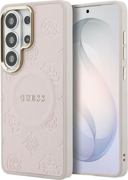 Чохол Guess Saffiano Peony Embossed Ring MagSafe для Samsung Galaxy S26 Ultra Pink (GUHMS26LPSAMSECP)