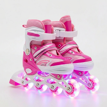 Детские раздвижные ролики SP-Sport Skates 0012 размер 31-34 Pink-Light Pink
