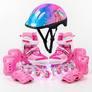 Дитячі розсувні ролики з шоломом та захистом 3в1 SP-Sport Skates 0012-3 розмір 31-34 Pink-Light Pink