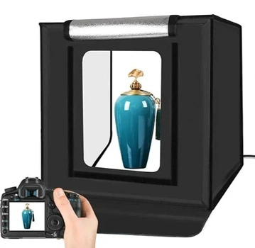 Фотобокс YOTTO 40х40 см 2xLED / Регулировка яркости / 6 фонов / Черный Б/В