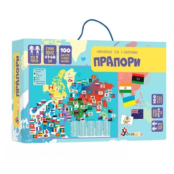 Обучающая игра Умняшка Флаги мира КП-011, постер с многоразовыми наклейками Страны и Блюда, 60х41 см