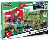 Zestaw do zabawy Bburago FarmLand stajnia dla koni z traktorem 69 elementów 637983 (4893993316823)