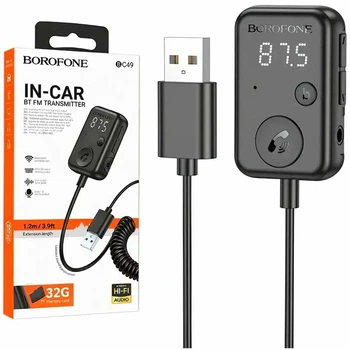 FM модулятор Bluetooth 5.3 с AUX и поддержкой microSD Borofone BC49 черный