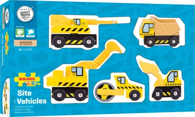 Ігровий набір Bigjigs Toys Будівельні машини дерев'яні 5 шт 2999567 (691621090657)
