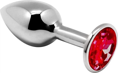 Металлическая анальная пробка Alive Mini Metal Butt Plug Red с кристаллом Размер S (8433345700885)